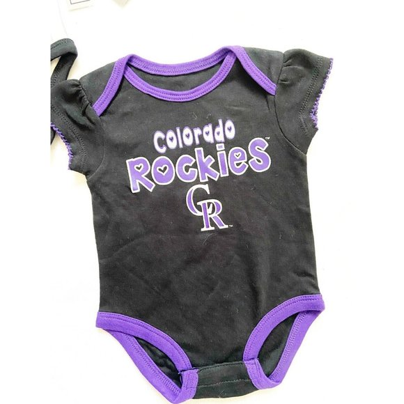 Lot Of 3 NWT Colorado Rockies Genuine Merchandise Girls One Piece Blue 0-3M - Picture 3 of 5